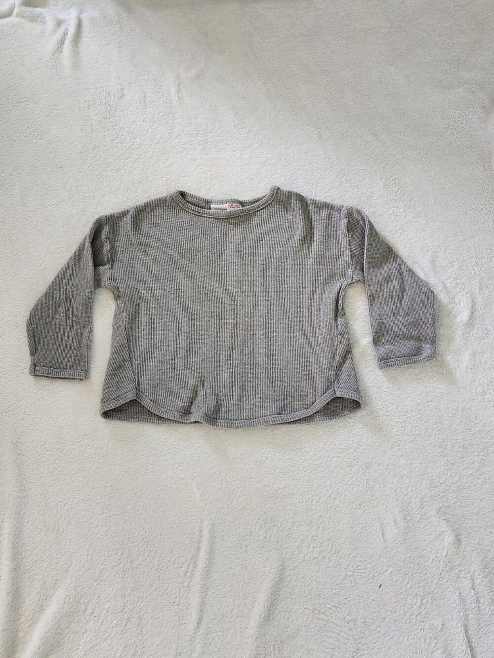 Kids Zara Long Sleeve  Gray Thermal Knit Top - Size 3-4 Years